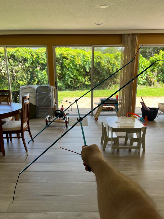 yagi antenna handheld at arms length